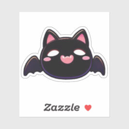 Pegatina Gato Murciélago Negro - Gatito Volador Kawaii