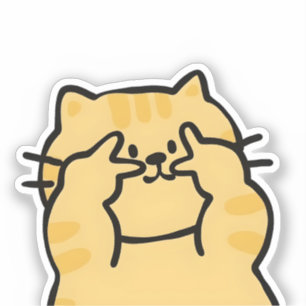 Pegatina Gato Naranja Atigrado Lindo Haciendo Gafas con los