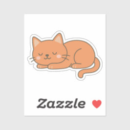 Pegatina Gato Naranja Jengibre – Lindo Dibujo Animado Durmi