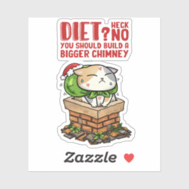 Pegatina Gato navidad atascado en chimenea