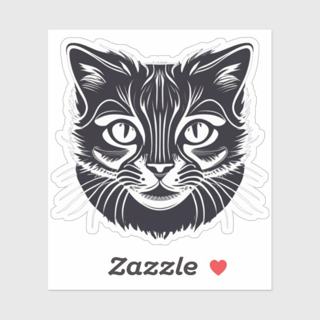 Pegatina Gato negro (Hoja)