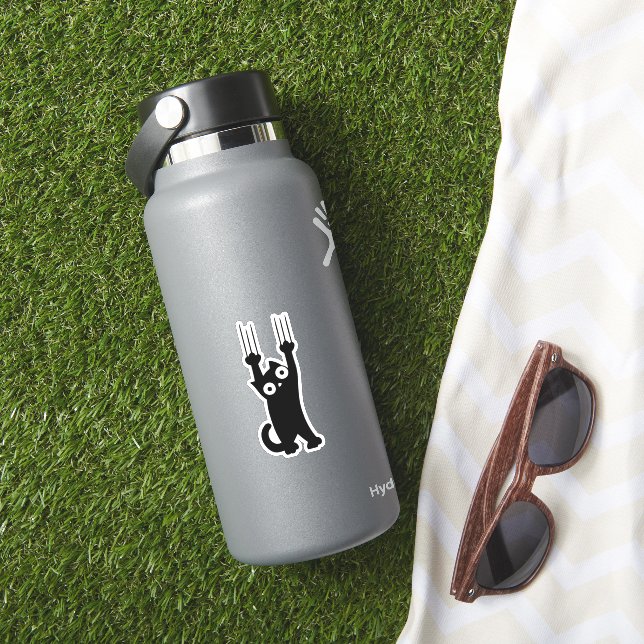 Pegatina Gato negro aguantando (HydroFlask Insitu)
