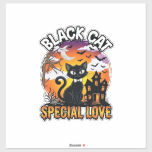 Pegatina Gato Negro Amor Especial Halloween Casa Embrujada 