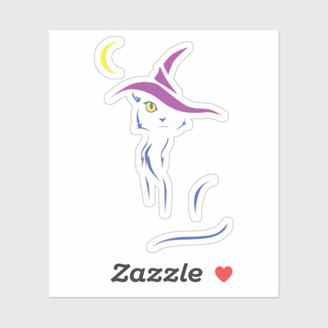 Pegatina Gato negro de Halloween (Hoja)