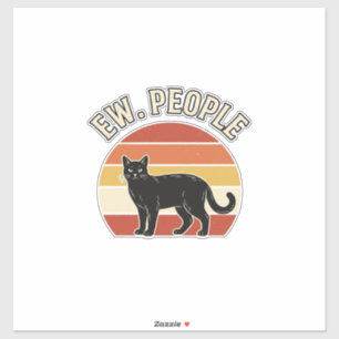 Pegatina Gato Negro Divertido Ew Gente Diseño Retro Vintage