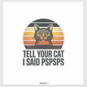 Pegatina Gato Negro Divertido Pspsps Diseño Vintage Atardec