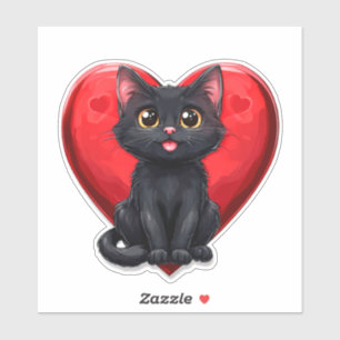 Pegatina Gato negro enamorado