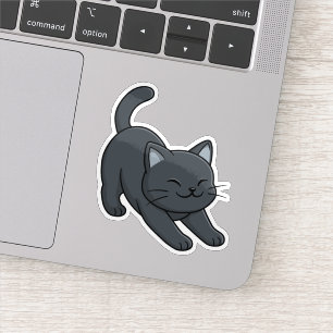 Pegatina Gato Negro Estirándose