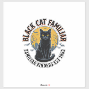 Pegatina Gato Negro Familiar Diseño de Rescate de Halloween