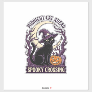 Pegatina Gato Negro Halloween Grabado Antiguo Gato de Calab