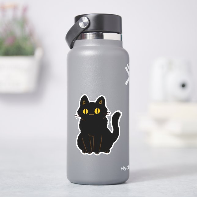 Pegatina Gato negro lindo (hidrofrasco)