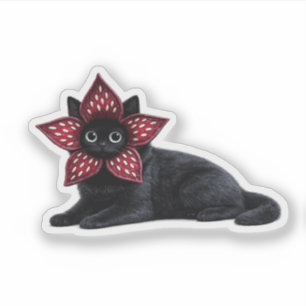 Pegatina Gato Negro Monstruo Desconocido   Arte de Gato Fan
