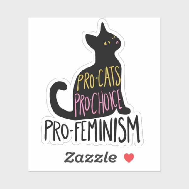 Pegatina Gato negro pro-elección pro-feminismo pro-gatos (Hoja)