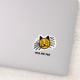 Pegatina Gato negro salvaje y libre