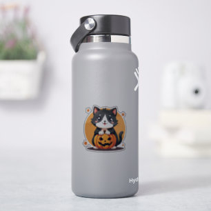 Pegatina Gato negro y blanco kawaii sonriente – Truco o tra