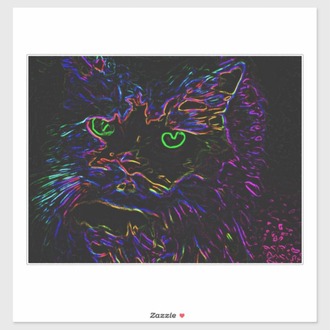Pegatina Gato Neon Glow (Hoja)