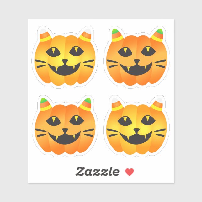 Pegatina Gato-o'-Lantern de Halloween (Hoja)