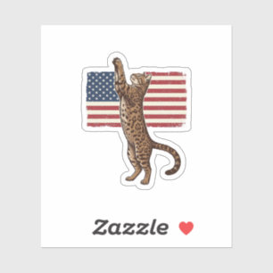 Pegatina Gato Patriótico Bandera Americana Diseño Vector Vi