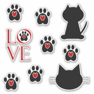 Pegatina Gato Paw Imprimir amor
