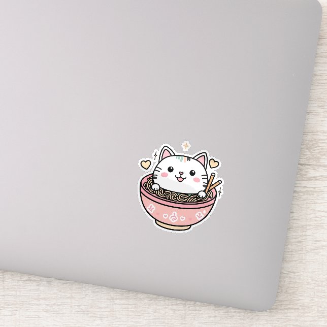 Pegatina Gato Ramen - Cute Kawaii (Detalle)