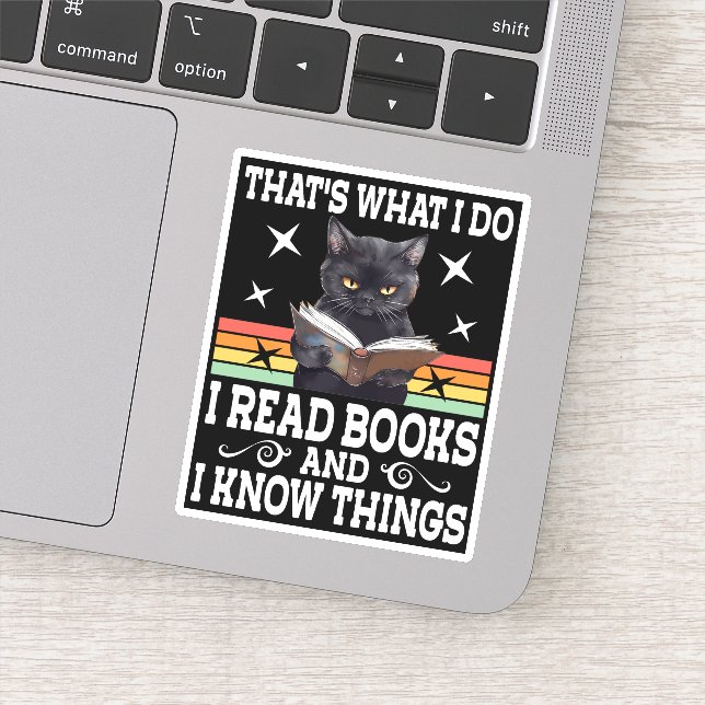 Pegatina Gato retro Libros El Lector Regalo de Lectura de H (Detalle)