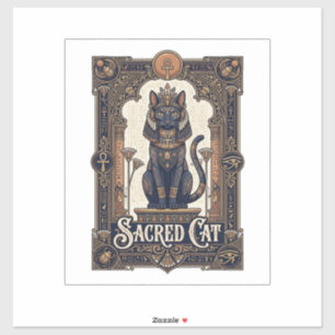 Pegatina Gato Sagrado Gato Antiguo Egipto Arte Vector Vinta