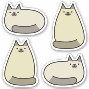 Pegatina Gato siamés gris kawaii redondo