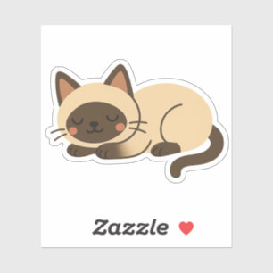 Pegatina Gato siamés lindo durmiendo – Estilo Kawaii