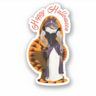 Pegatina Gato siamés vestido con ropa de Halloween