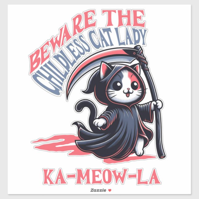 Pegatina Gato sin hijos Lady Kamala Harris (Hoja)