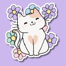 Gato sonriente con flores impermeable