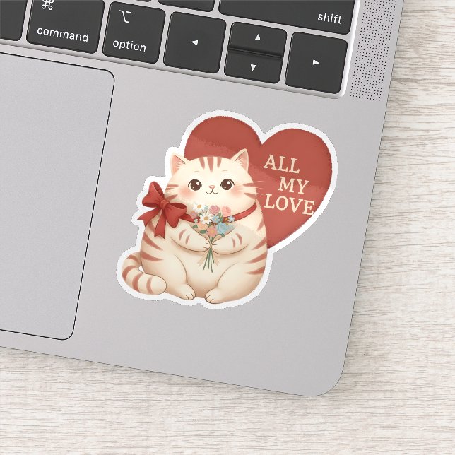Pegatina Gato Tabby de Todo Mi Amor (Detalle)