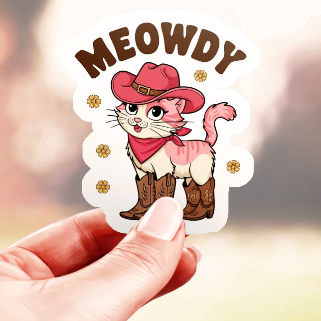 Pegatina Gato Vaquera Meowdy de Vinilo (Subido por el creador)