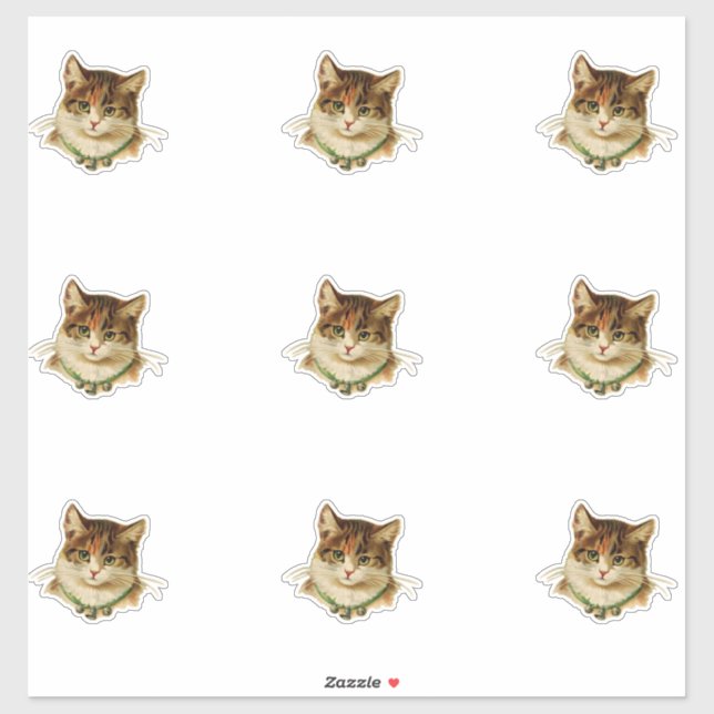 Pegatina Gato vintage (Hoja)