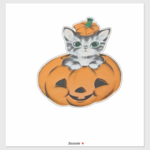 Pegatina Gato vintage en una calabaza Camiseta clásica