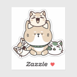 Pegatina Gato Zen Meditando con Prótesis de Mano