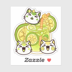 Pegatina Gatos adorables Kawaii de limonada de verano
