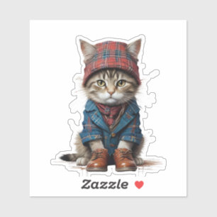 Pegatina Gatos con disfraz escocés - gatos tartán encantado