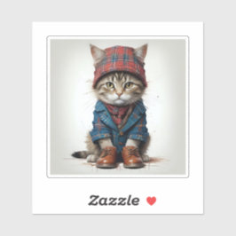 Pegatina Gatos con disfraz escocés - gatos tartán encantado