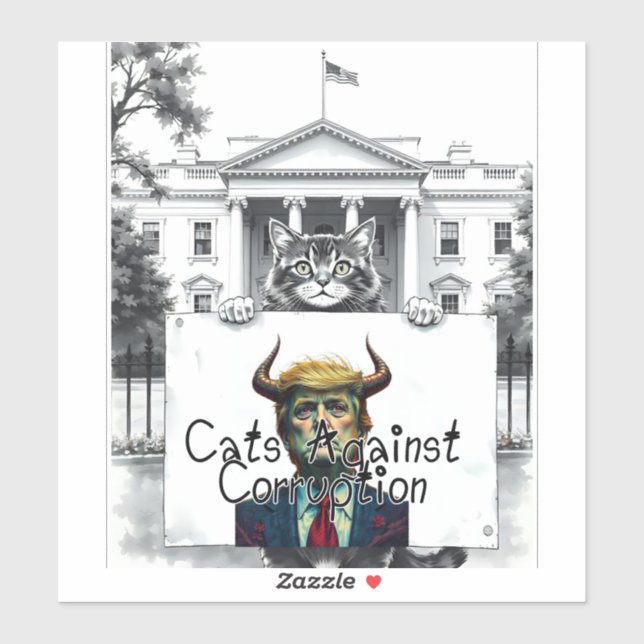 Pegatina Gatos contra la corrupción (Hoja)