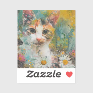 Pegatina Gatos de acuarela Boho - Arte felino de tierra (3)