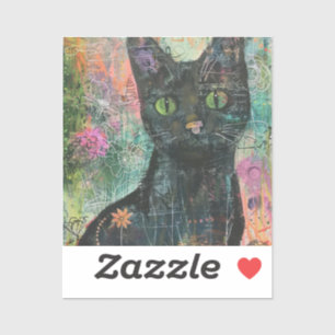 Pegatina Gatos de acuarela Boho - Arte felino de tierra (5)