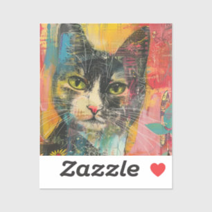 Pegatina Gatos de acuarela Boho - Arte felino de tierra (6)