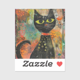 Pegatina Gatos de acuarela Boho - Arte felino de tierra (7)