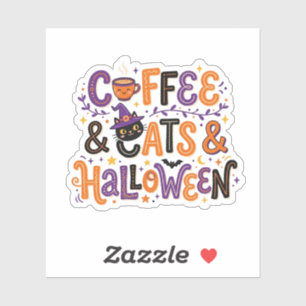 Pegatina Gatos de café lindos y tipografía espeluznante de