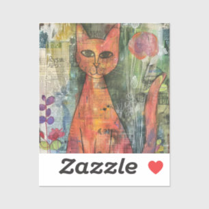 Pegatina Gatos de color de agua boho - Arte felino de tierr