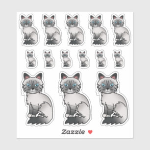 Pegatina Gatos de dibujos animados azules de punto atigrado