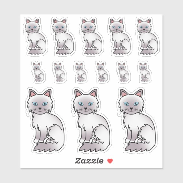 Pegatina Gatos de dibujos animados lindos de raza Birman /  (Hoja)