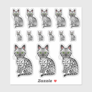 Pegatina Gatos de dibujos animados lindos Mau egipcios plat