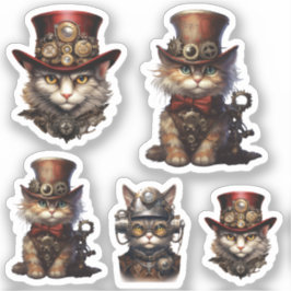 Pegatina Gatos de Steampunk